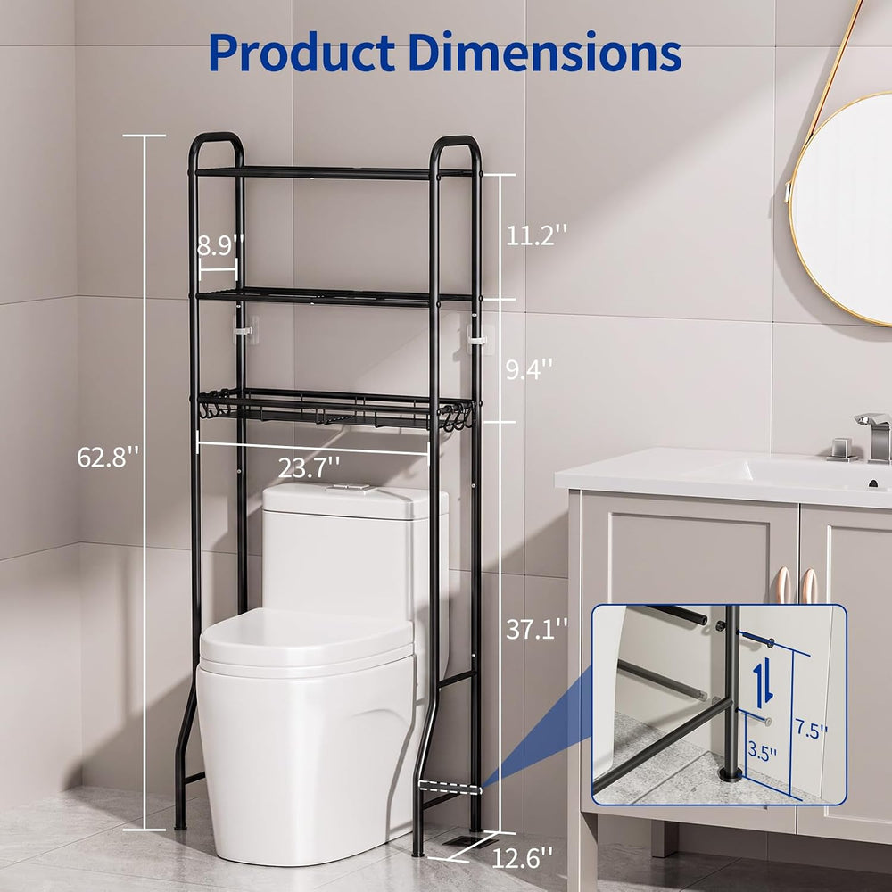 Delamu Over Toilet Storage Rack, 3 Tiers (62.8"H) Bathroom Organizer Shelf