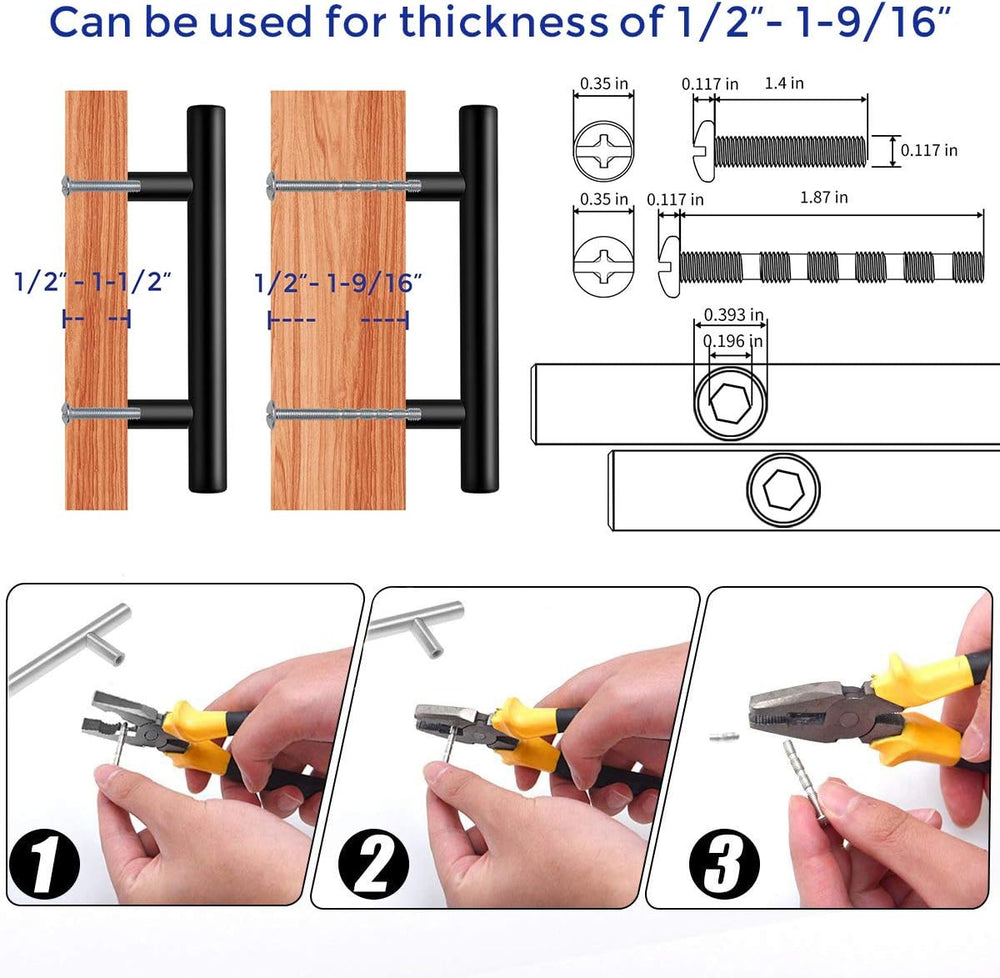 Ravinte Cabinet Handles,5" Length,3" Hole Center,Matte Black,45 Pack
