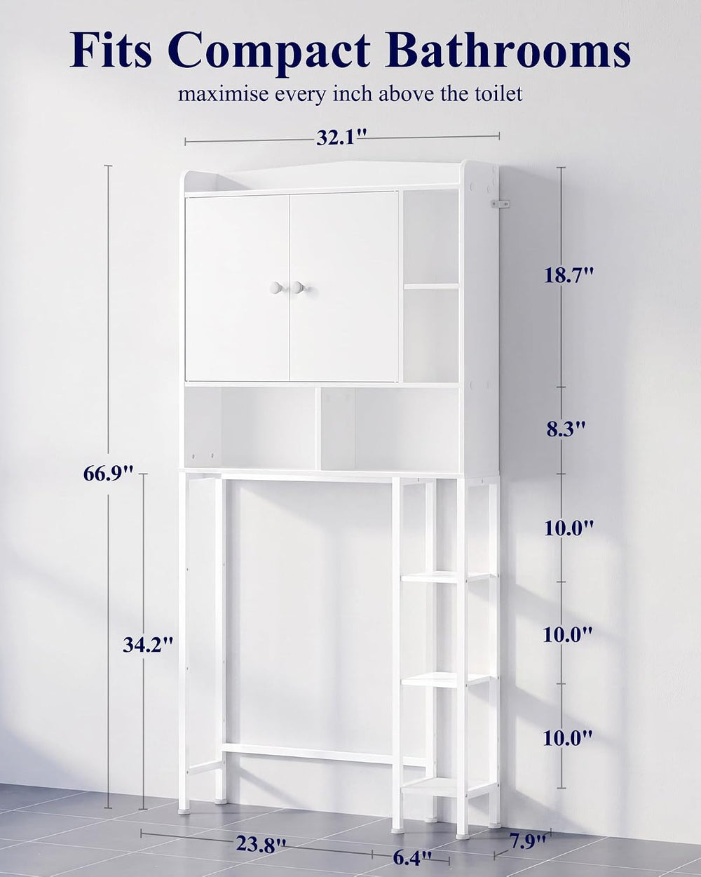 Kitsure Over Toilet Storage Cabinet, 66.9" H Multi-Compartment