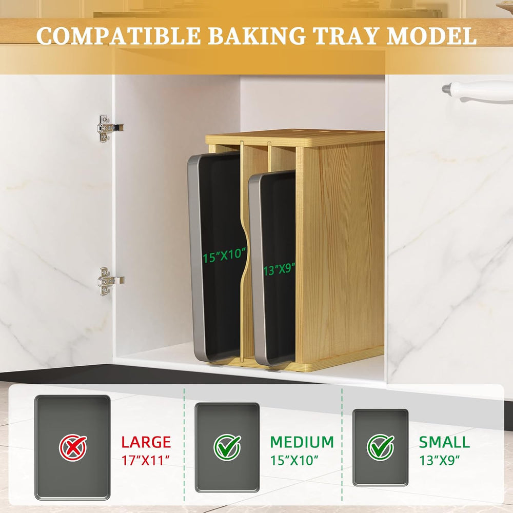 4 Tier Tray Dividers for Cabinets, Kitchen Vertical Baking Sheet Organizer