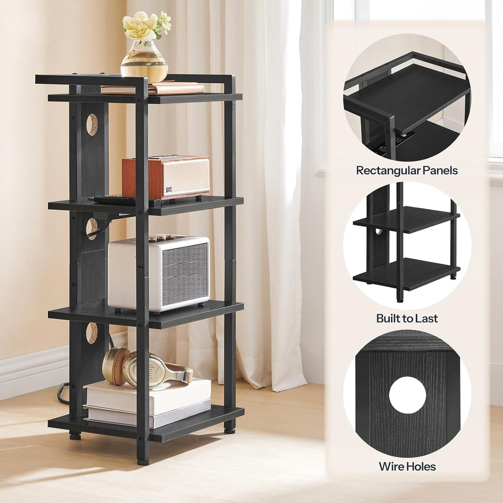 HOOBRO Game Console Shelf, 4-Tier Video Gaming Consoles Stand with Outlet &am...
