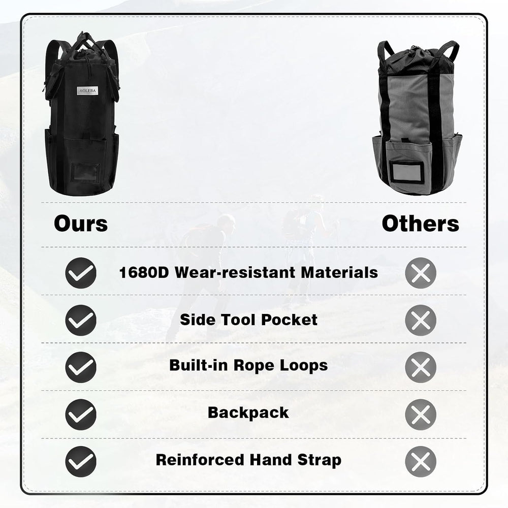 AOLEBA Arborist Rope Storage Bag Tree Climbing Rock Rope Bucket Backpack Rope...