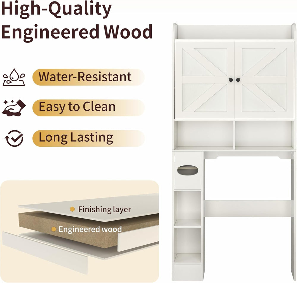 Vipbear Over The Toilet Storage Cabinet, 32.3” W Farmhouse Bathroom Storage C...