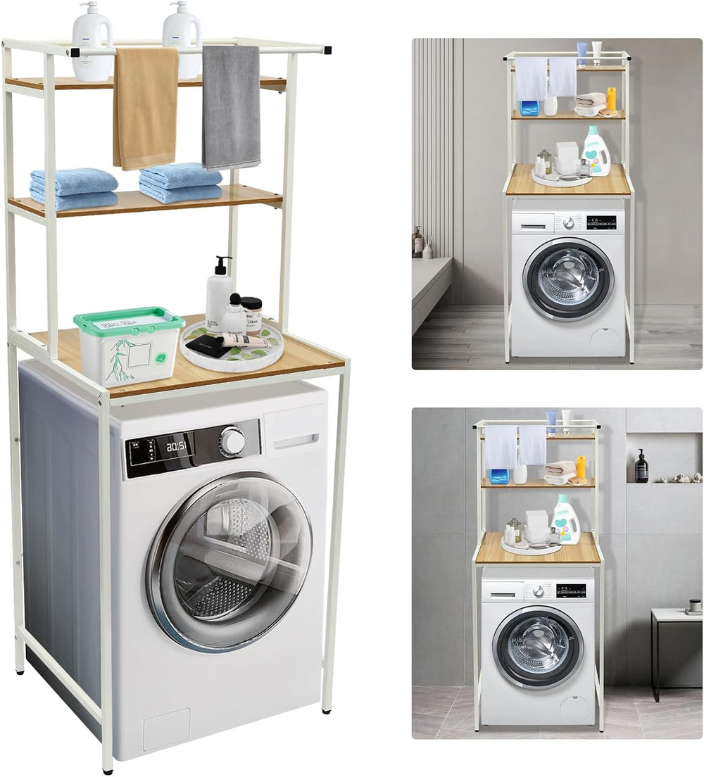 3 Tier Over Washer and Dryer Storage Rack, Height Adjustable Laundry Room She...