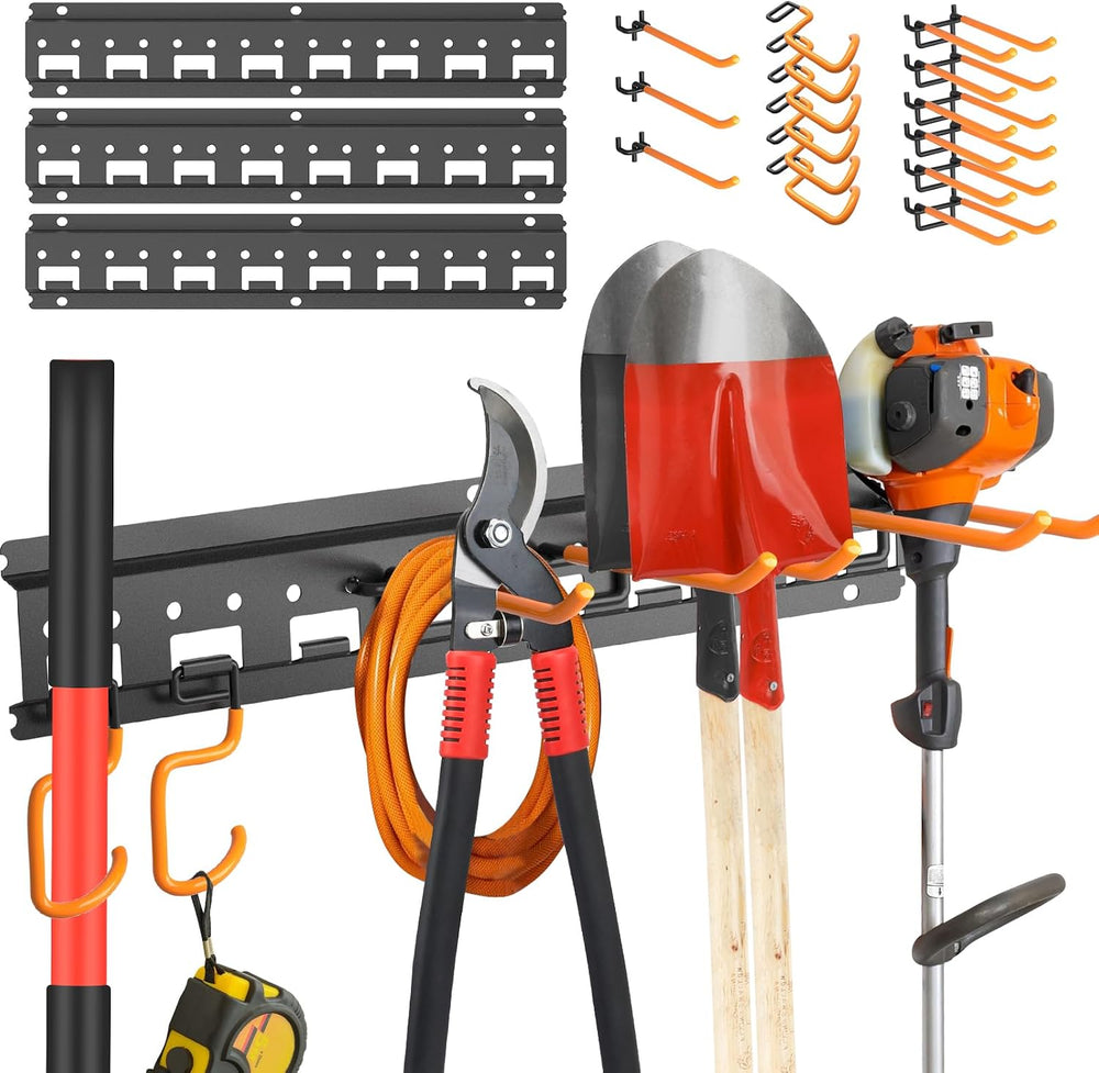 Garden Tool Organizer Wall Mount - Garage Storage and Organization Yard Tool ...