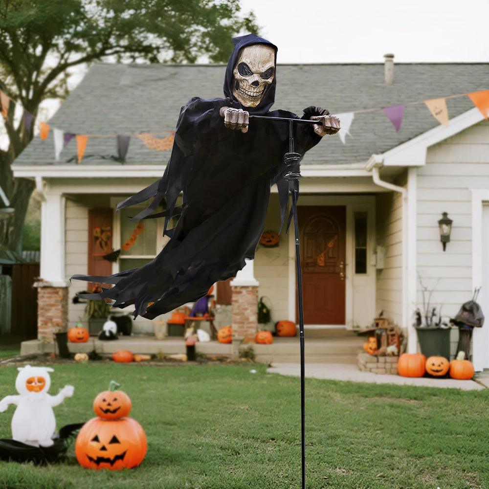 LarpGears Outdoor Halloween Skeleton Decorations, 7.8Ft Flying Rotated Skull ...