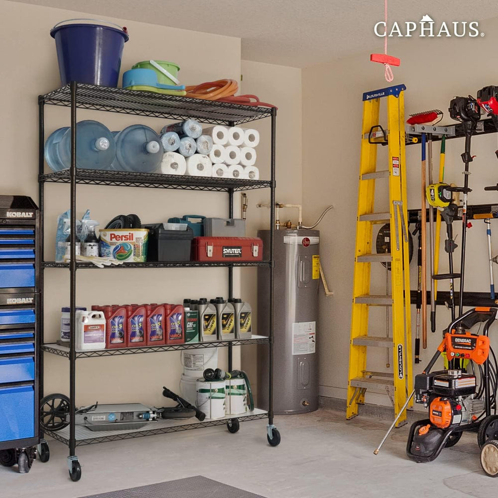 CAPHAUS NSF Heavy Duty Wire Shelving w/Wheels, Leveling Feet & Liners, St...