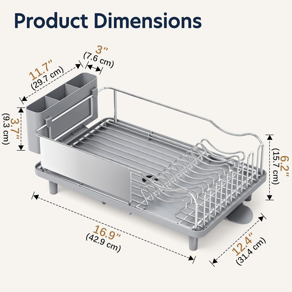 KINGRACK Stainless Steel Dish Drying Rack for Kitchen Counter, Grey