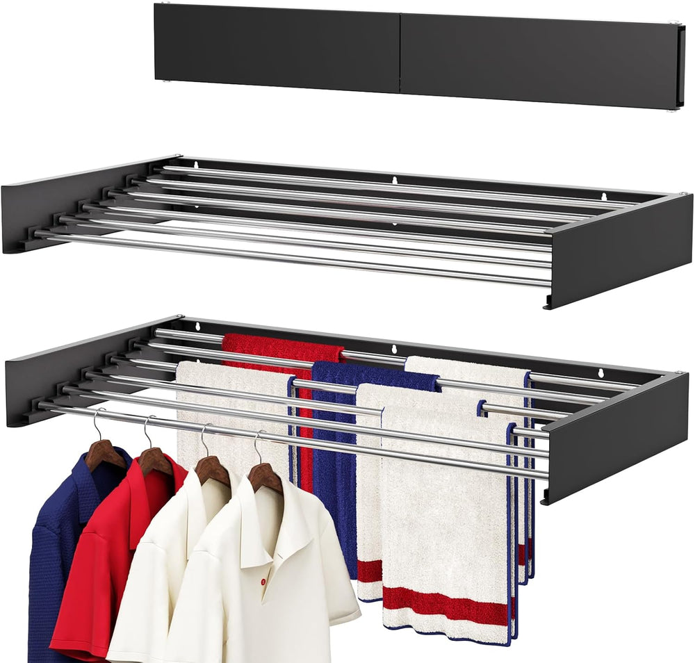 Wall Mounted Drying Rack 40", Foldable Laundry Drying Rack with Stainles...