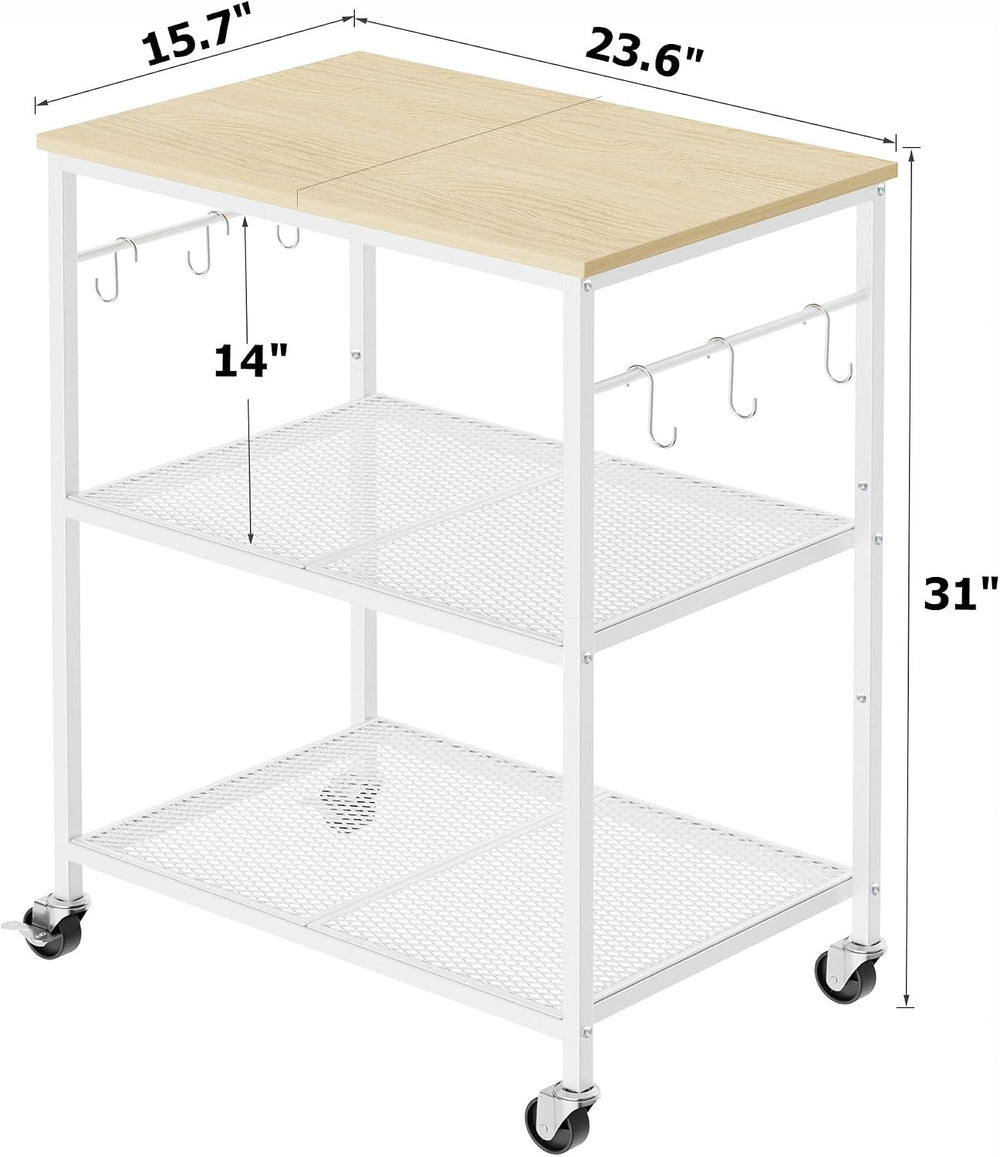 3-Tier Rolling Kitchen Microwave Cart, Utility Cart