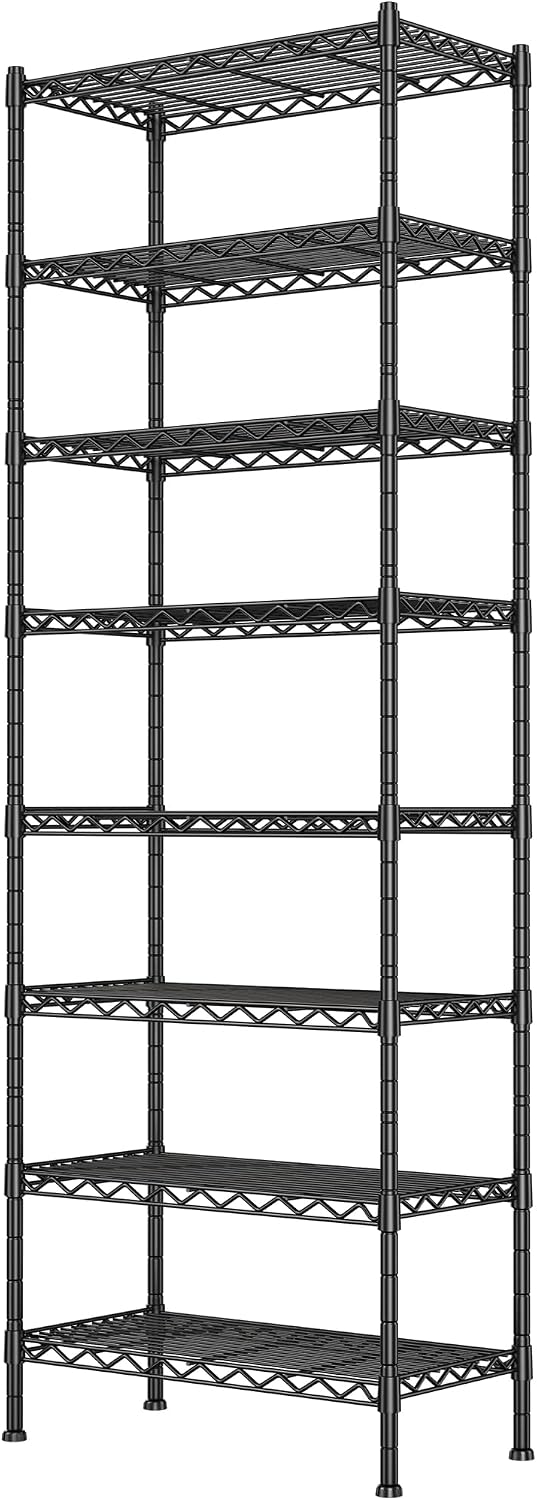 GIOTORENT 8-Wire Garage Shelving Storage Shelves, Kitchen Storage Adjustable ...