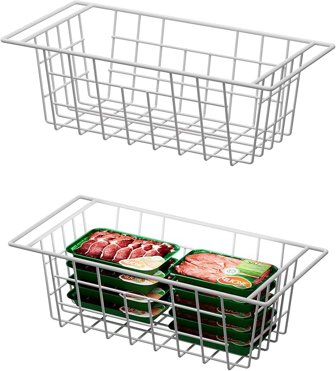SANNO 17.5in Chest Freezer Basket, Freezer Organizer Bins, Sturdy Metal Wire