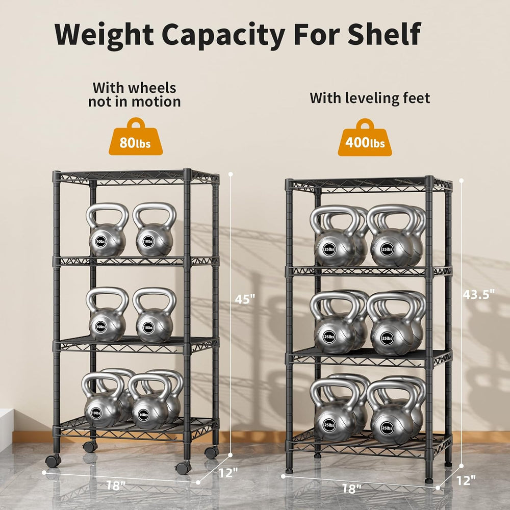 Golpart Small Shelves Storage Wire Metal Adjustable Shelf Unit with Wheels