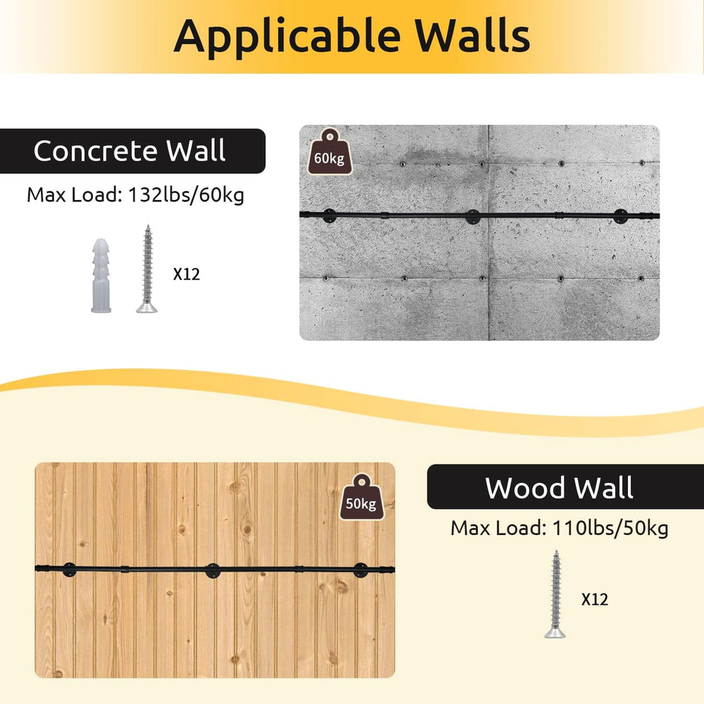 Oroonoko 72" Wall Mounted Clothes Rack, Closet Rods for Hanging Clothes
