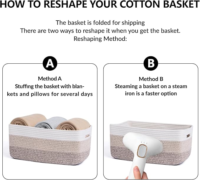Large Storage Baskets for Organizing, Closet Shelf Baskets for Clothes Blanke...