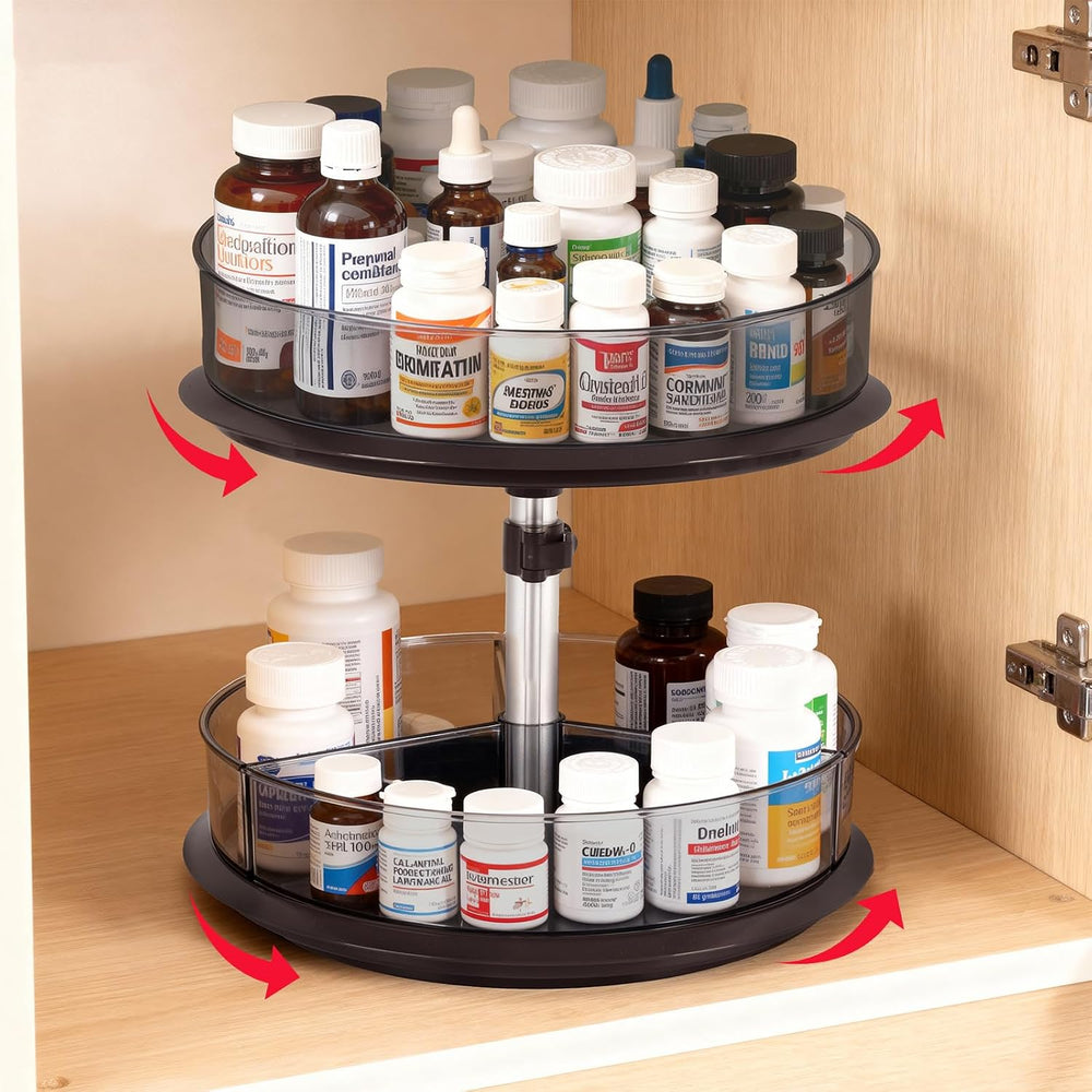 2 Tier Medicine Cabinet Organizer, Rotary Turntable Organizer for Medicine an...