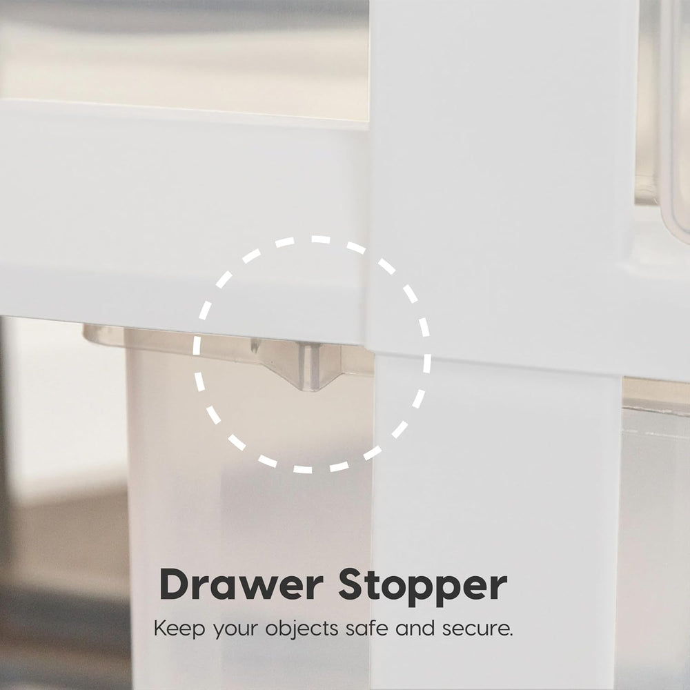 IRIS USA 4-Pack, 6 Qt. Small Stacking Drawer Storage Organizer, White