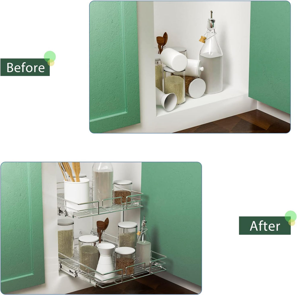 LOVMOR 2 Tier Individual Pull Out Cabinet Organizer 15½" W x 21½" D...