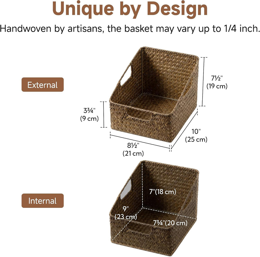 StorageWorks Pantry Baskets for Organizing, Seagrass Storage Baskets, 2Pack