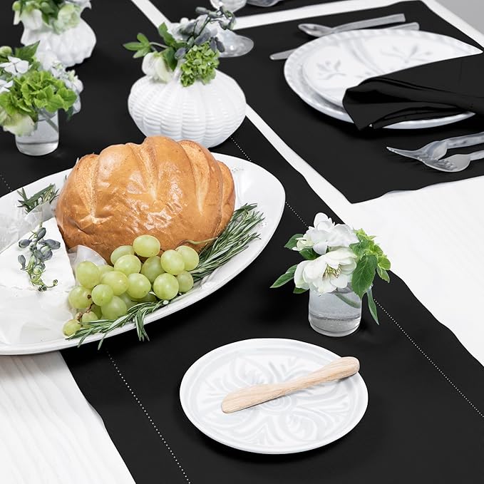 Solino Home Linen Black Table Runner 156 Inches Long - 100% Pure Linen Extra ...