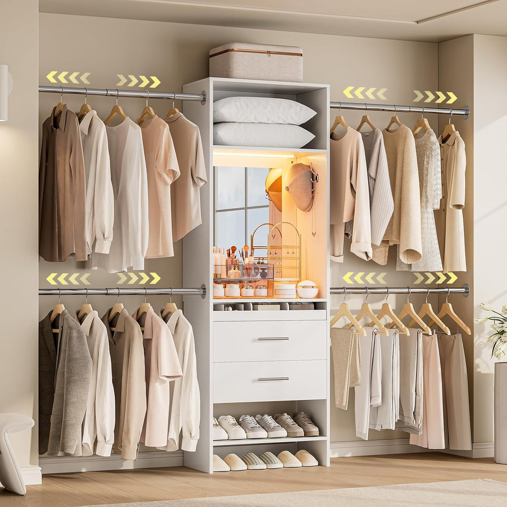 W4 Closet System with Stepless Dimmable LED Light & Glass Mirror