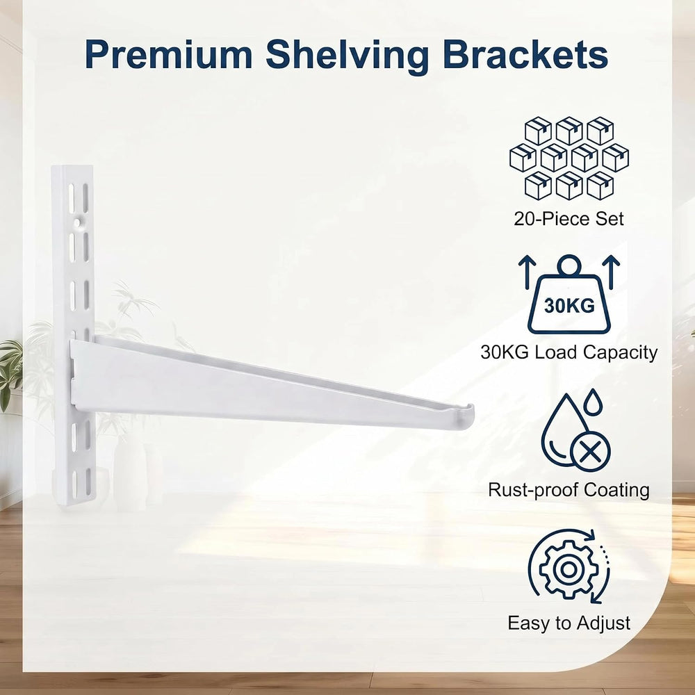 Laoha 20-Piece 11.5 Inch Adjustable Shelf Brackets,Set for Double Track Close...