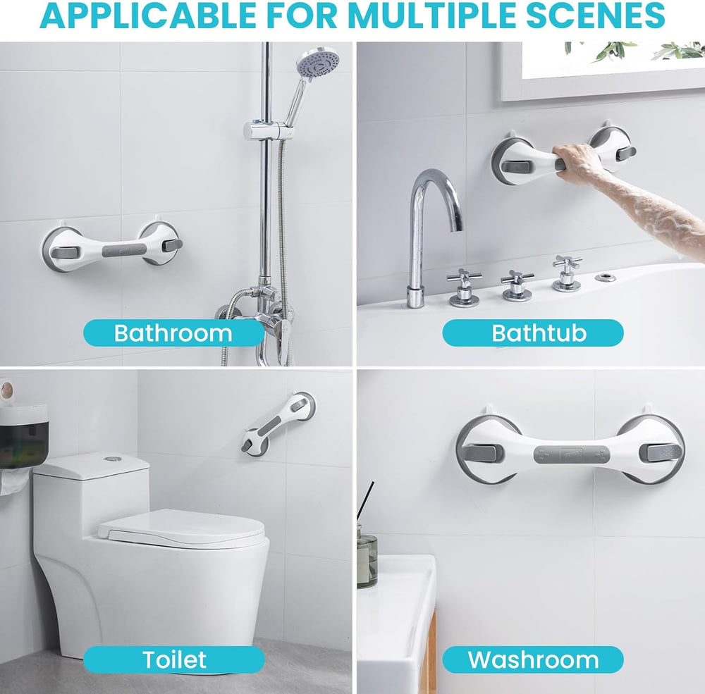 TAILI Shower Grab Bars,Shower Handles for Elderly Suction,2 Pack 12.2" Grey