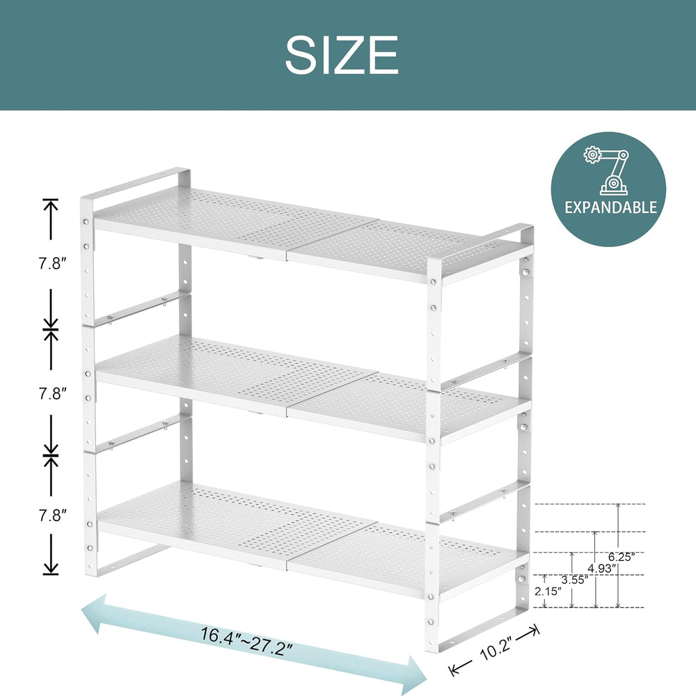 Expandable Shoe Rack Heavy-Duty Closet Organizer Adjustable Shelf Stackable M...