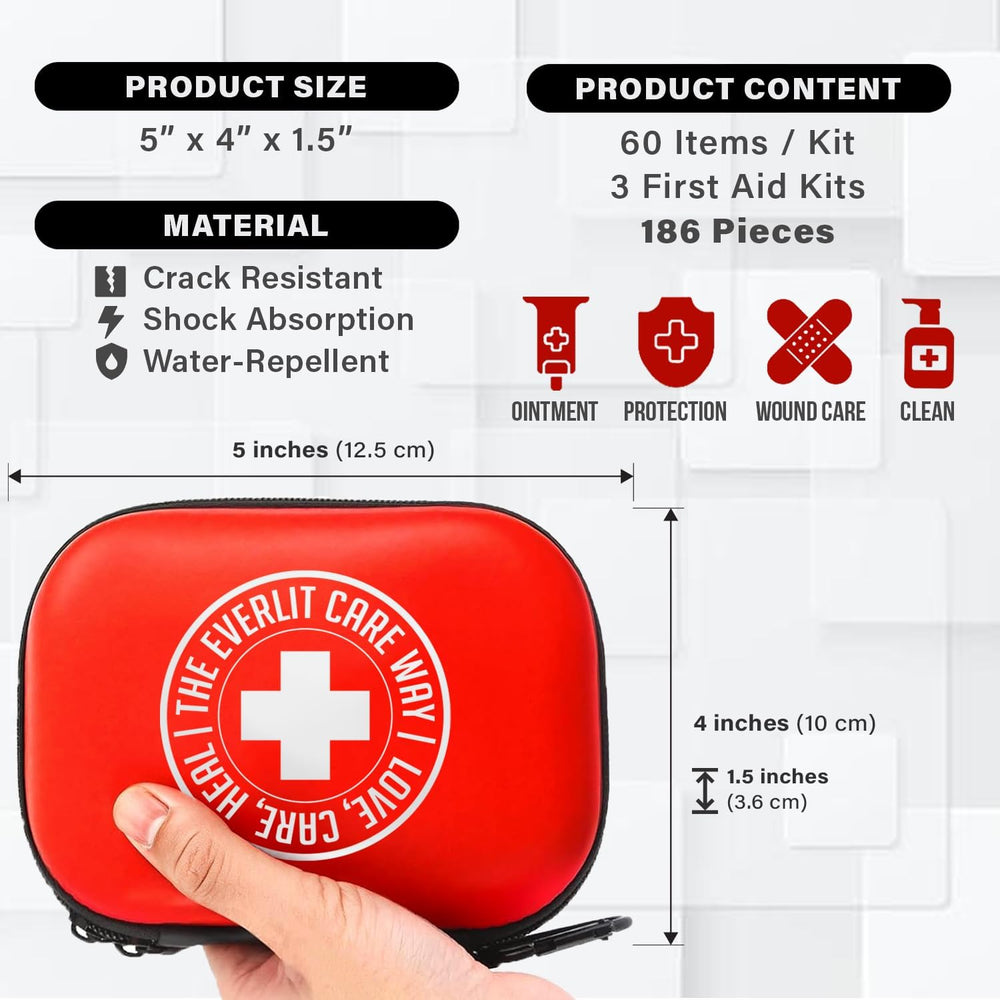 EVERLIT CARE Mini-Aid First Aid Kit | Compact & Lightweight Case with Car...
