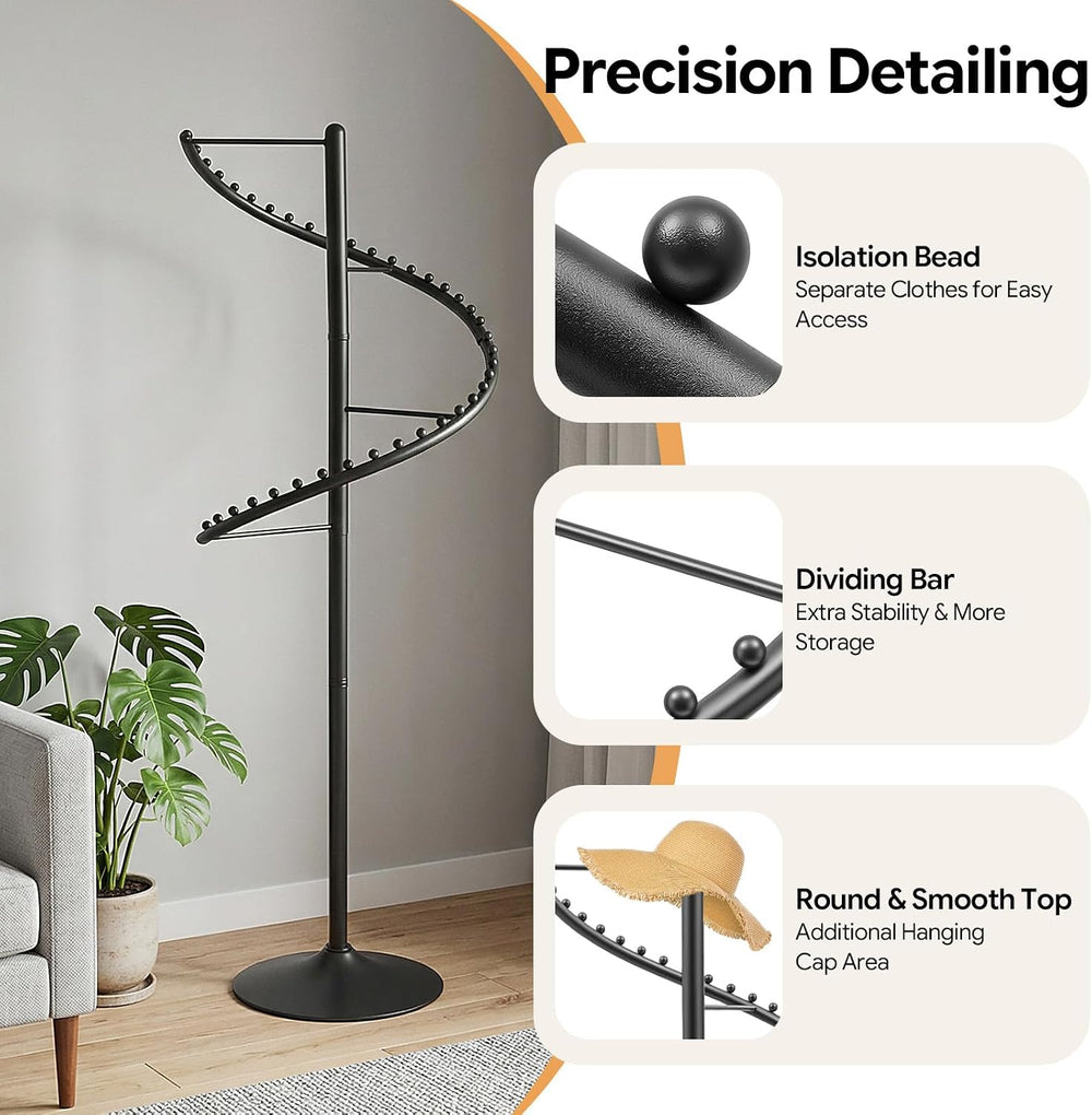 DouSeiAi 5.91FT Spiral Rotating Clothing Rack, Spiral Retail Costumer Garment...