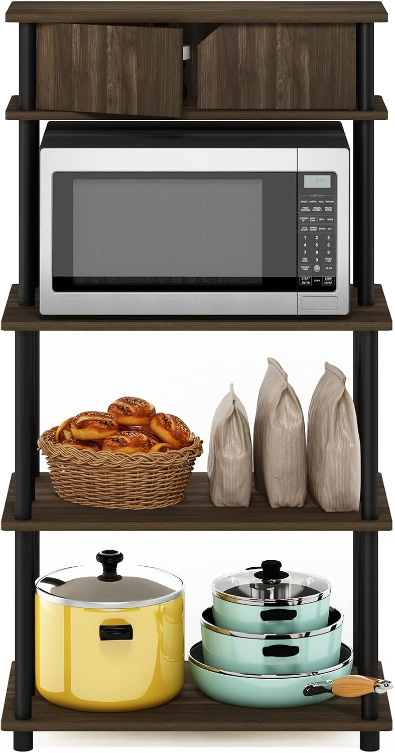Furinno Turn-N-Tube Kitchen Storage Shelf with Top Cabinet for Kitchen, Dinin...