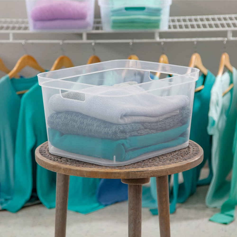 Sterilite 8.25x12.25x15 Inch Modern Polished Storage Bin w/Comfortable Carry ...