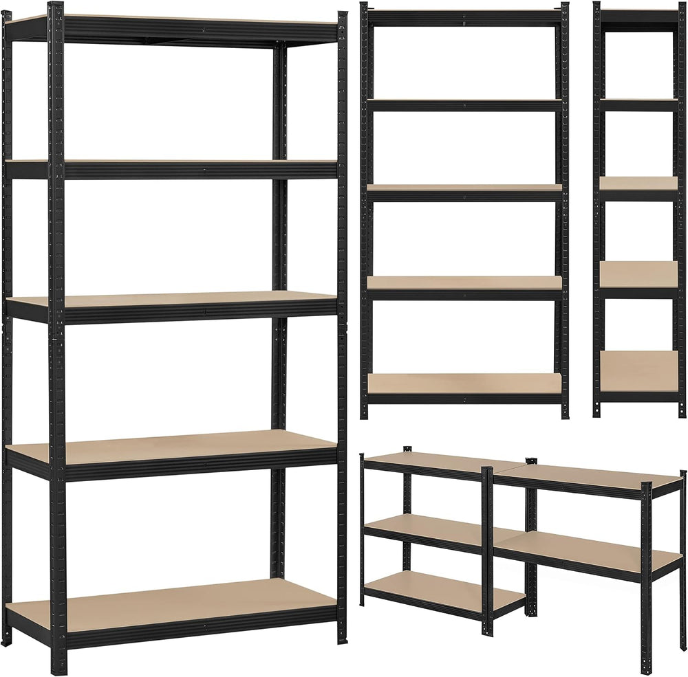 Topeakmart 5 Tier Metal Storage Shelving Unit, 35.5x16x71 Inch Black