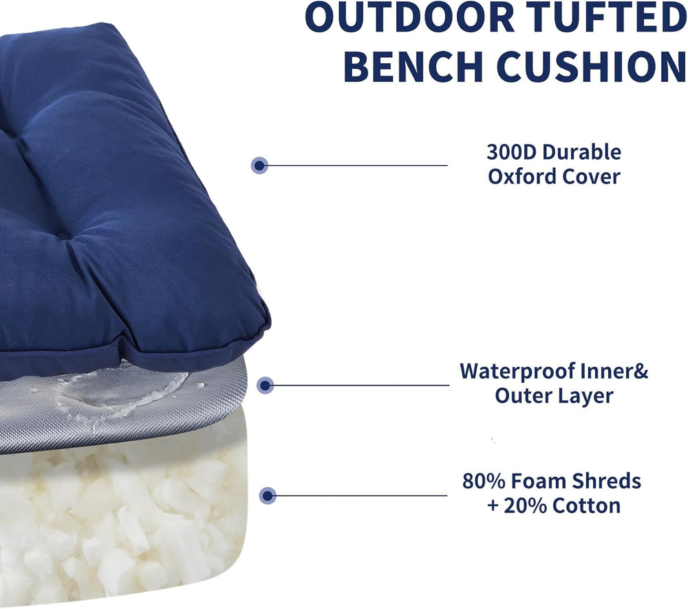 Outdoor Bench Cushion, 48x18x5 Inch, Navy Blue