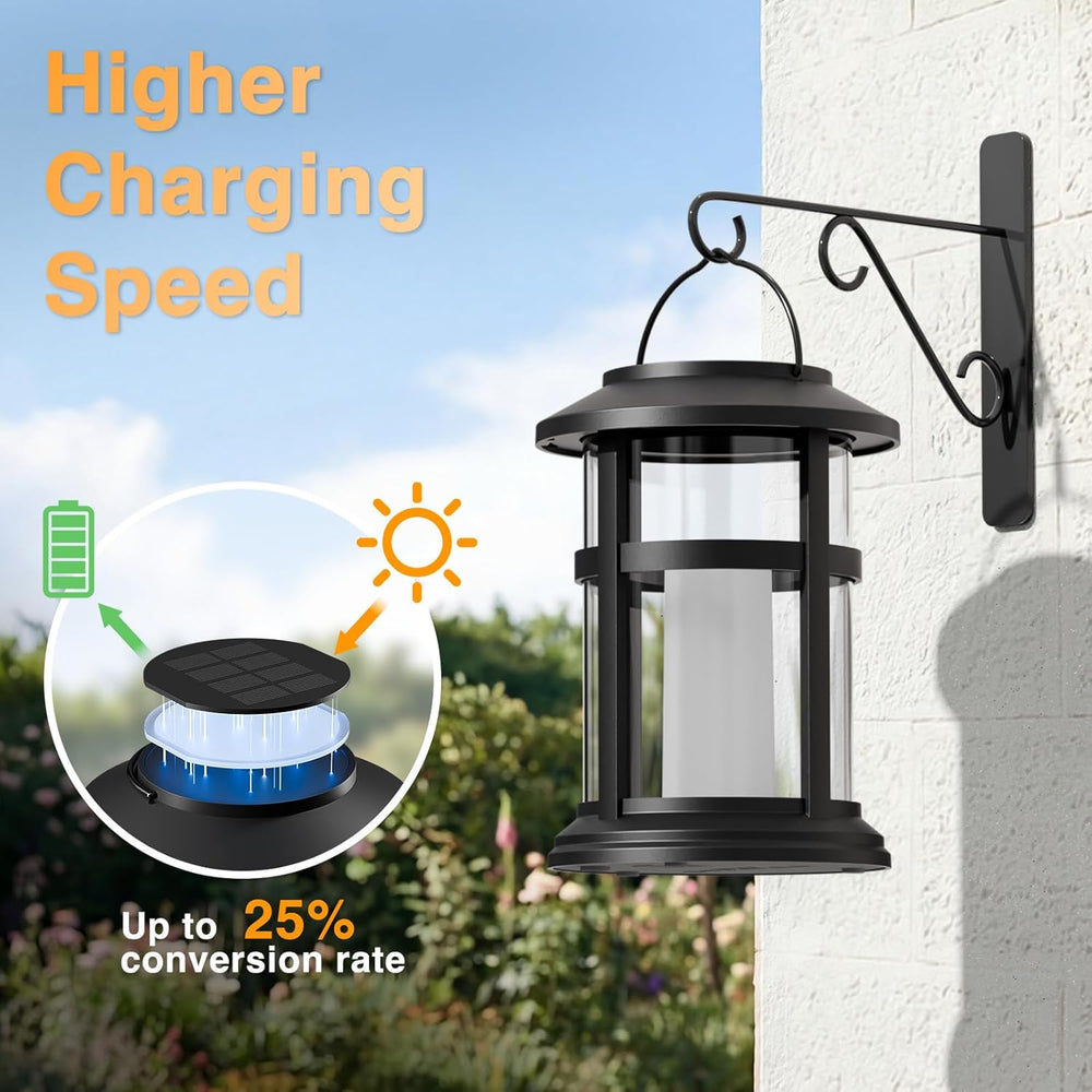 Otdair Solar Lanterns Outdoor Waterproof with Flickering Flame, 4 Pack