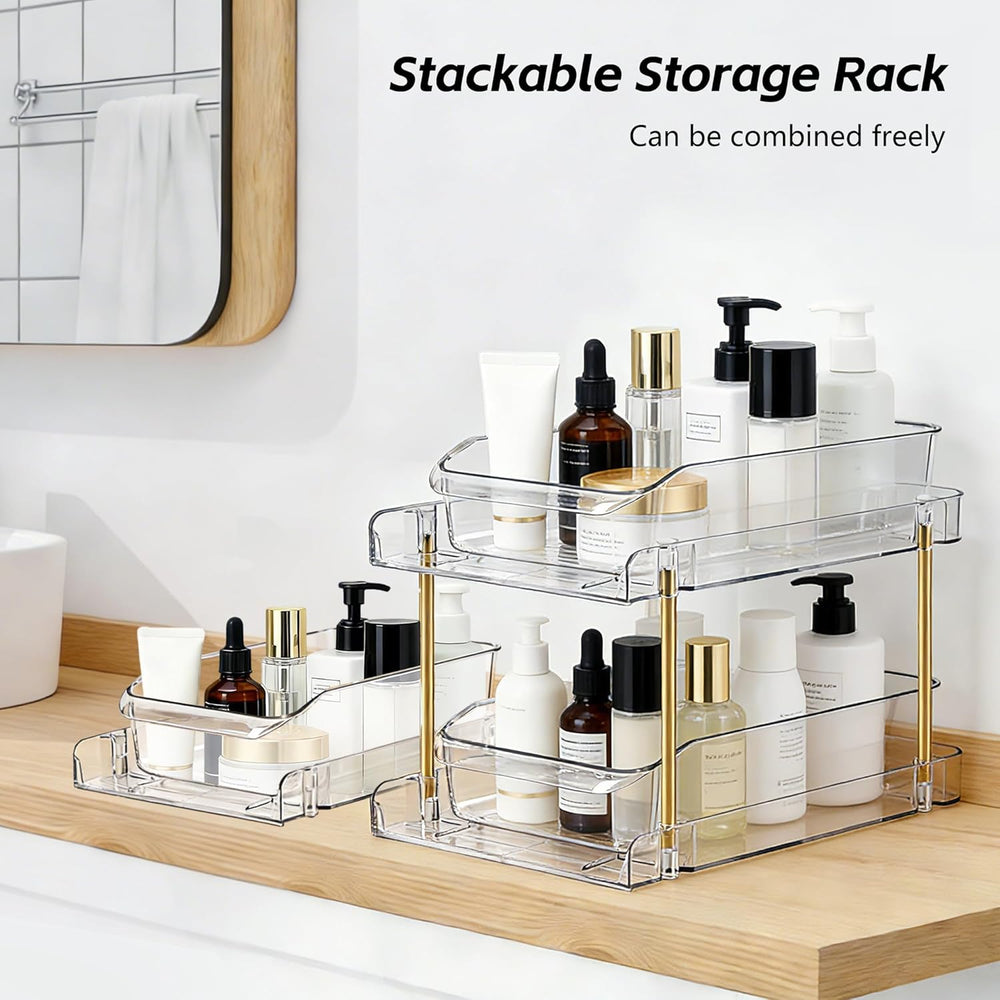 LAREKUN4pack 2-Tier Organizer & Storage Unit Stackable Bathroom Cabinet O...