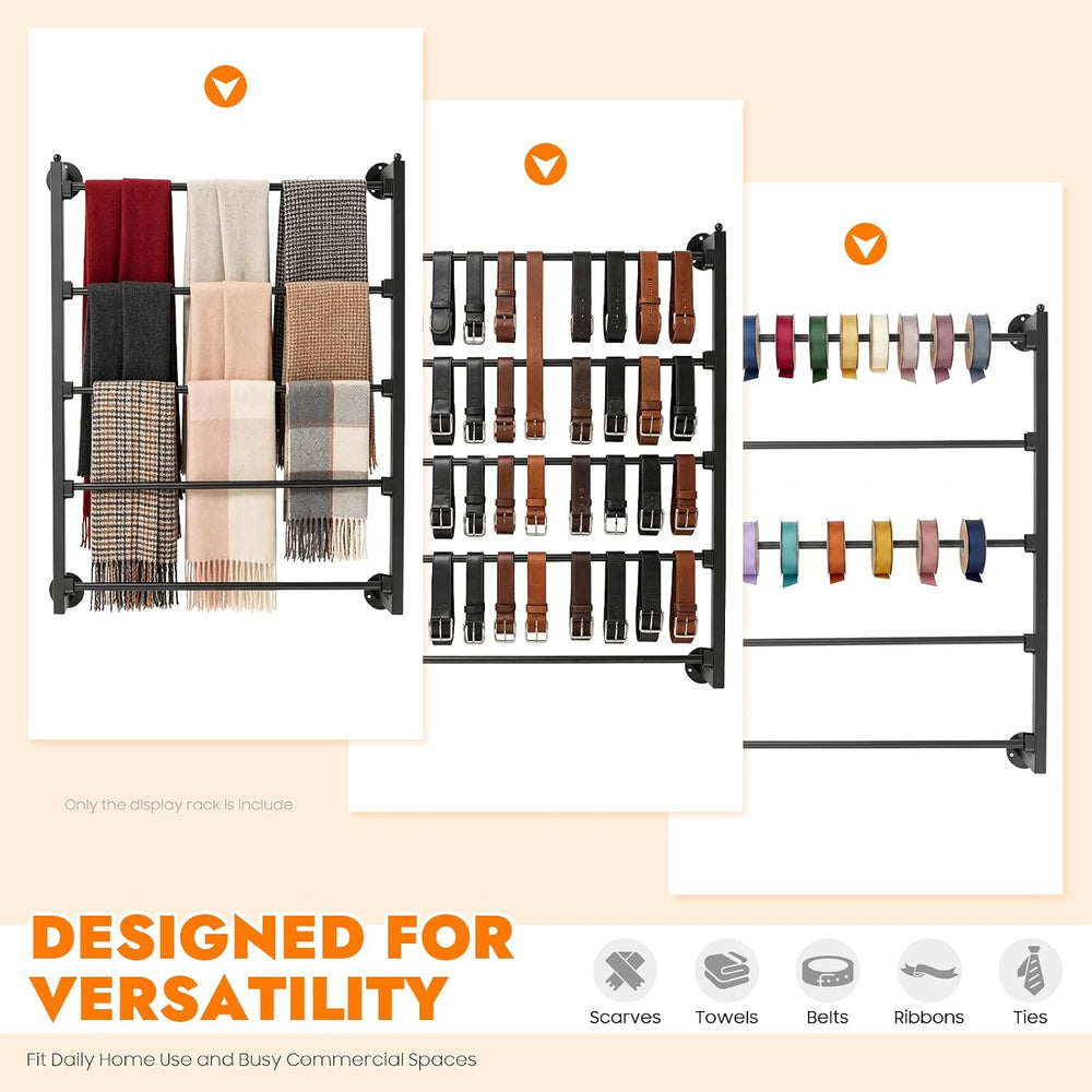 TFCFL 5 Tier Wall Mounted Scarf Rack, Retail Display Tie & Scarf, Belt To...