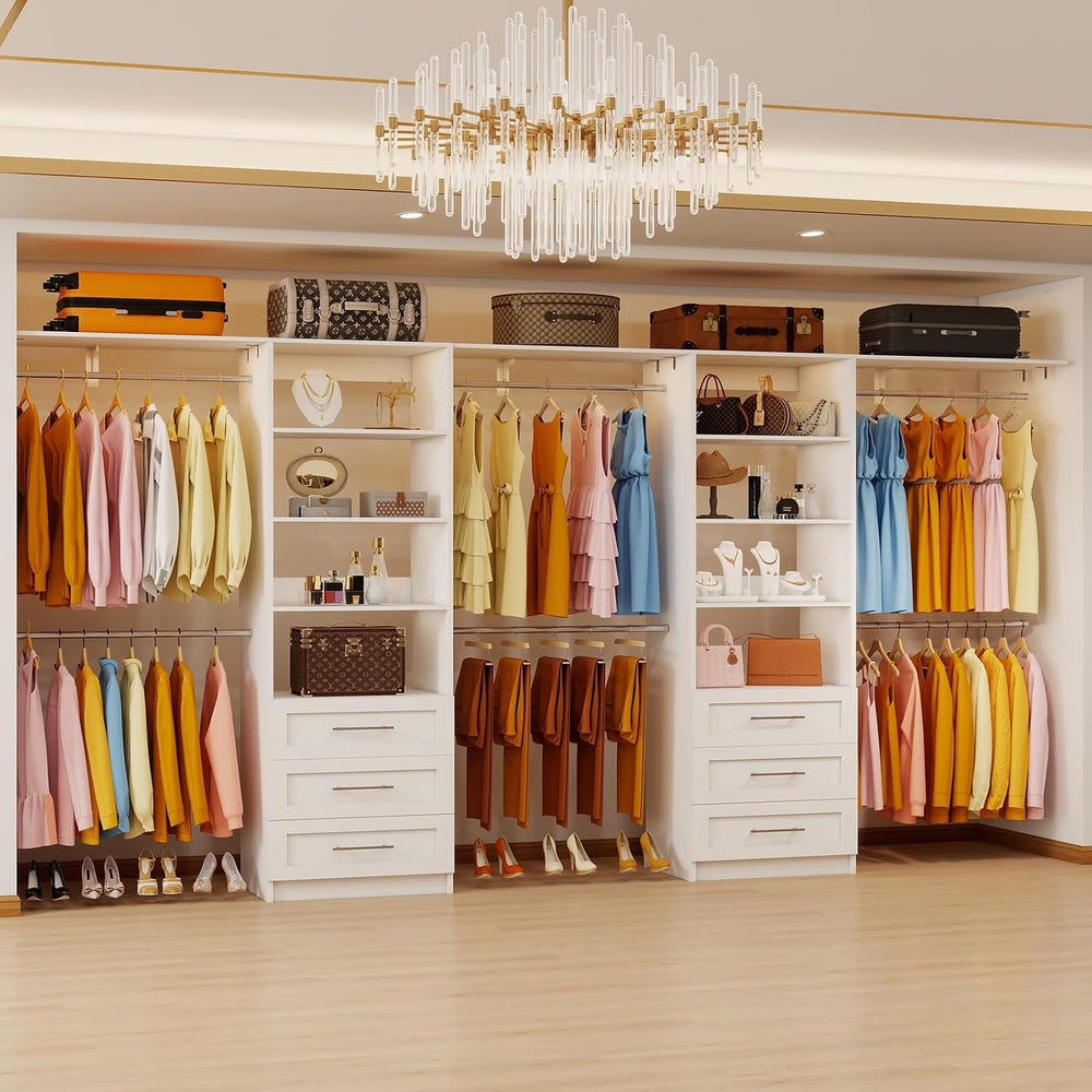 Closet System with 6 Drawers, 6FT-12FT Modular Closet Organizer System with 7...