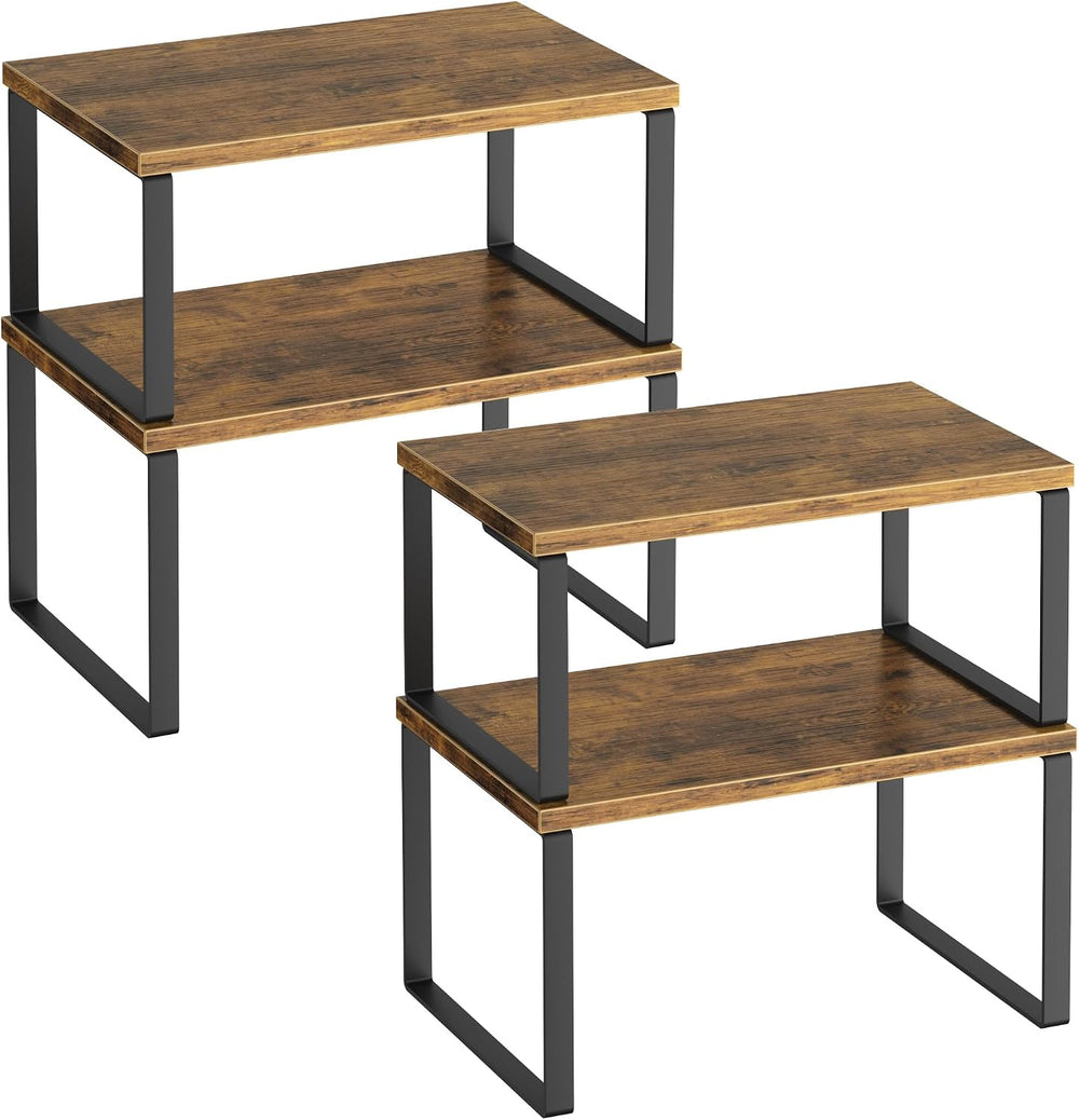 Kitchen Cabinet Organizer Shelf Set of 4, Sturdy Kitchen Counter Shelves with...
