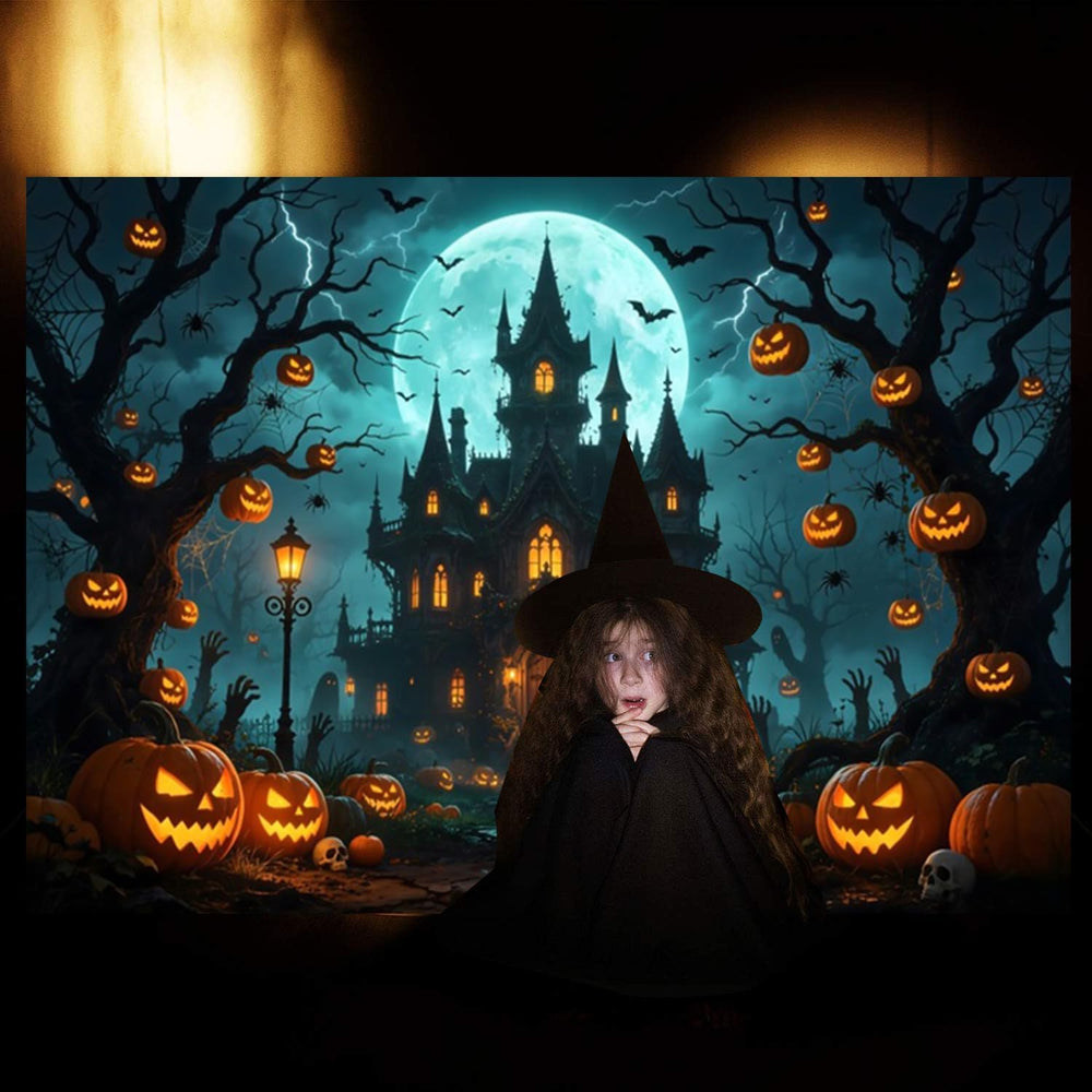 12x8ft Halloween Backdrop Haunted Mansion Castle Halloween Party Decor