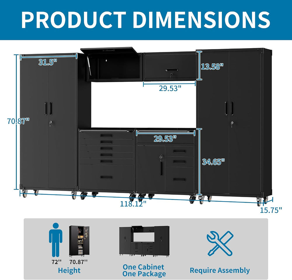 6-Piece Garage Storage Cabinets System Heavy Duty Workshop Set