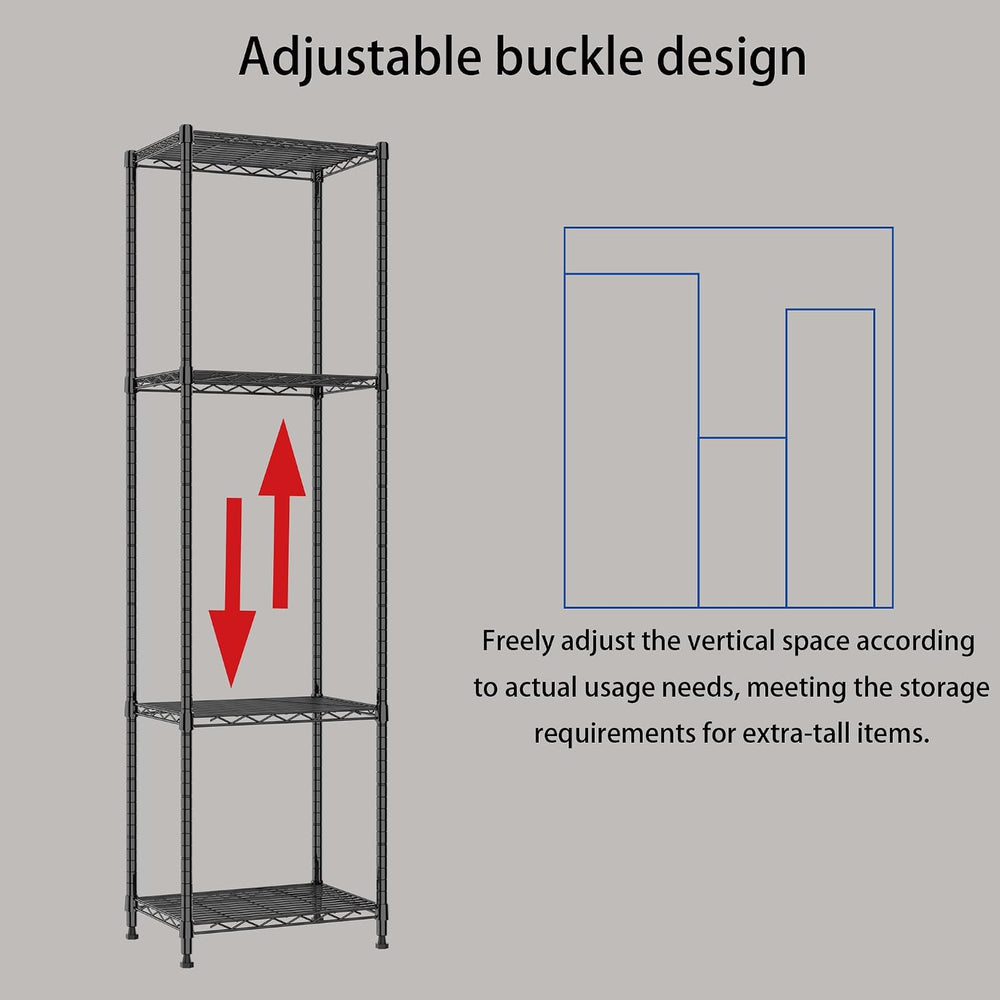 REGILLER 6 Wire Shelving Steel Storage Rack Adjustable Unit Shelves for Laund...