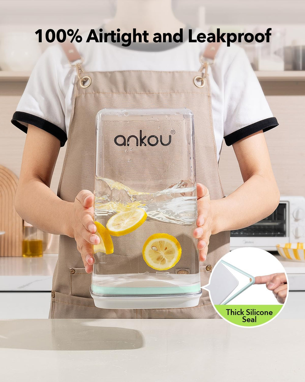 Airtight Food Storage Container with Pop Lid & 130ml Scoop, 4L/4.2qt *2 B...
