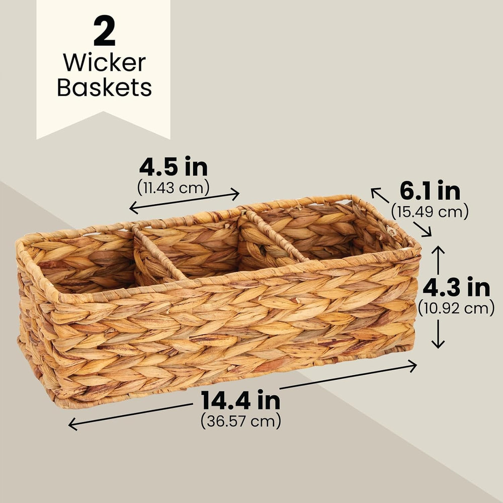 Farmlyn Creek 3-Section Rectangular Wicker Basket - Three Compartment Toilet ...