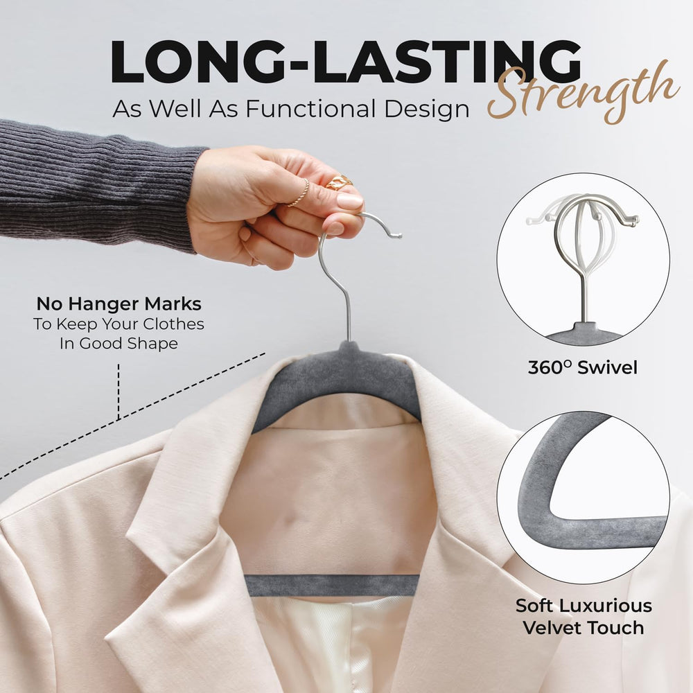 Our Modern Space 100 Pack Velvet Hanger for Shirt Pants Dresses Skirts Suits ...