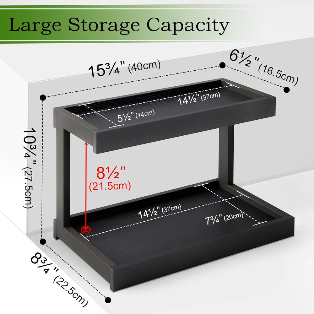 Counter Shelf Organizer, 2 Tier Spice Rack for Countertop, Black