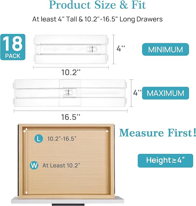 Vtopmart 18 Pack Drawer Dividers