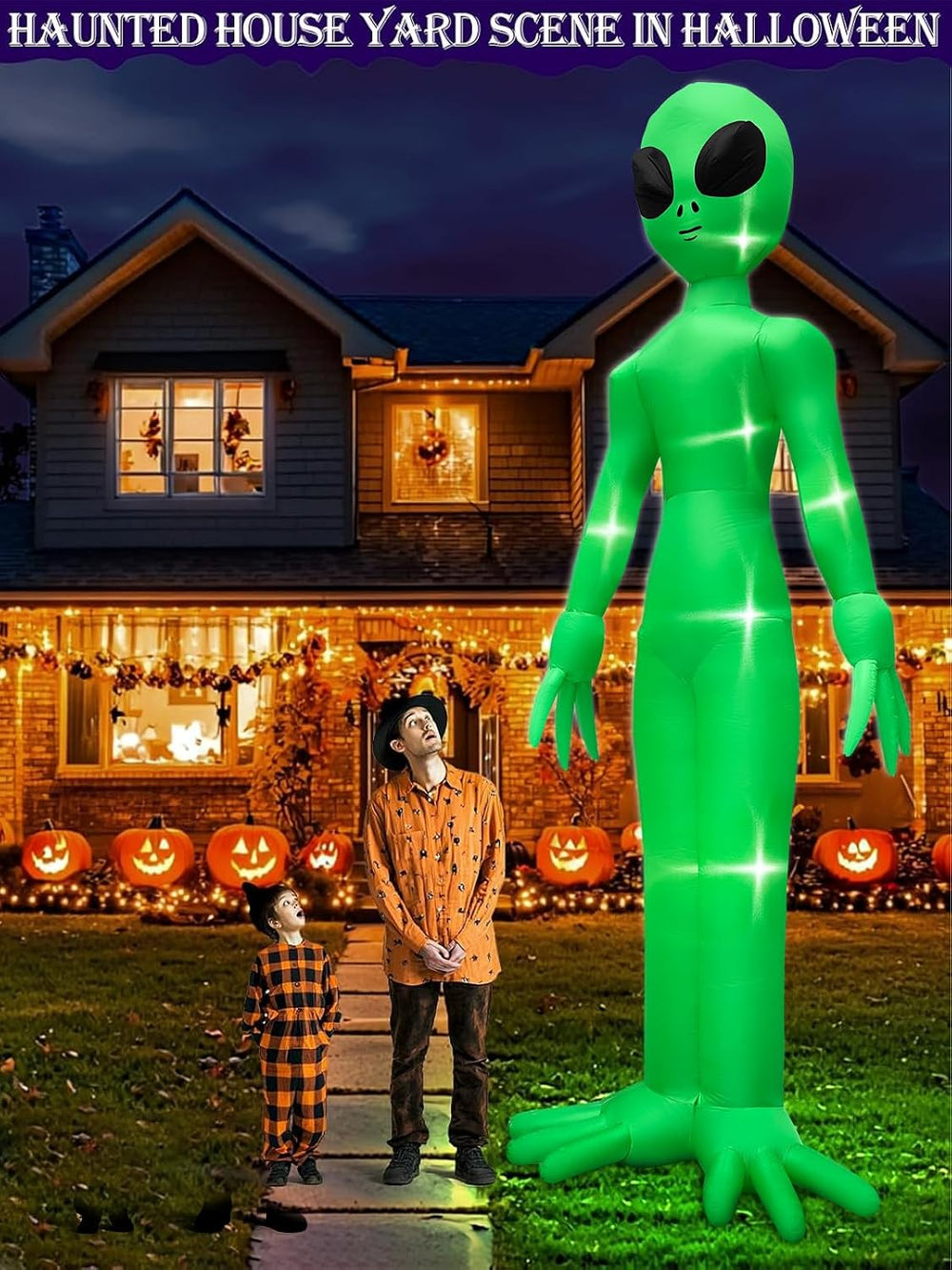 14 Ft Giant Halloween Inflatable Alien Decoration with Built-in LEDs