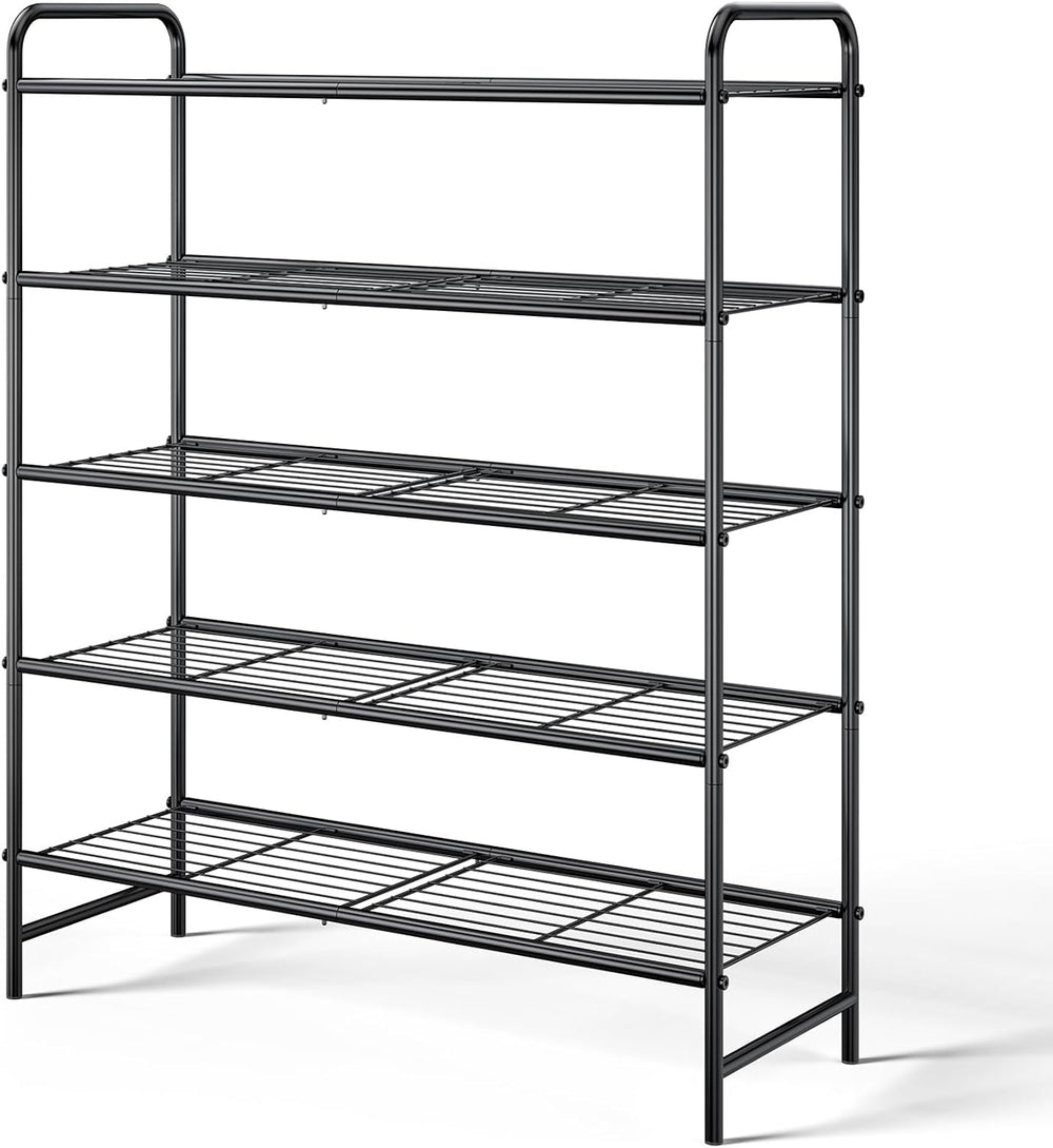 Kitsure Stainless Steel Shoe Rack Organizer, 25.6" Wide - 5 Tier, Black