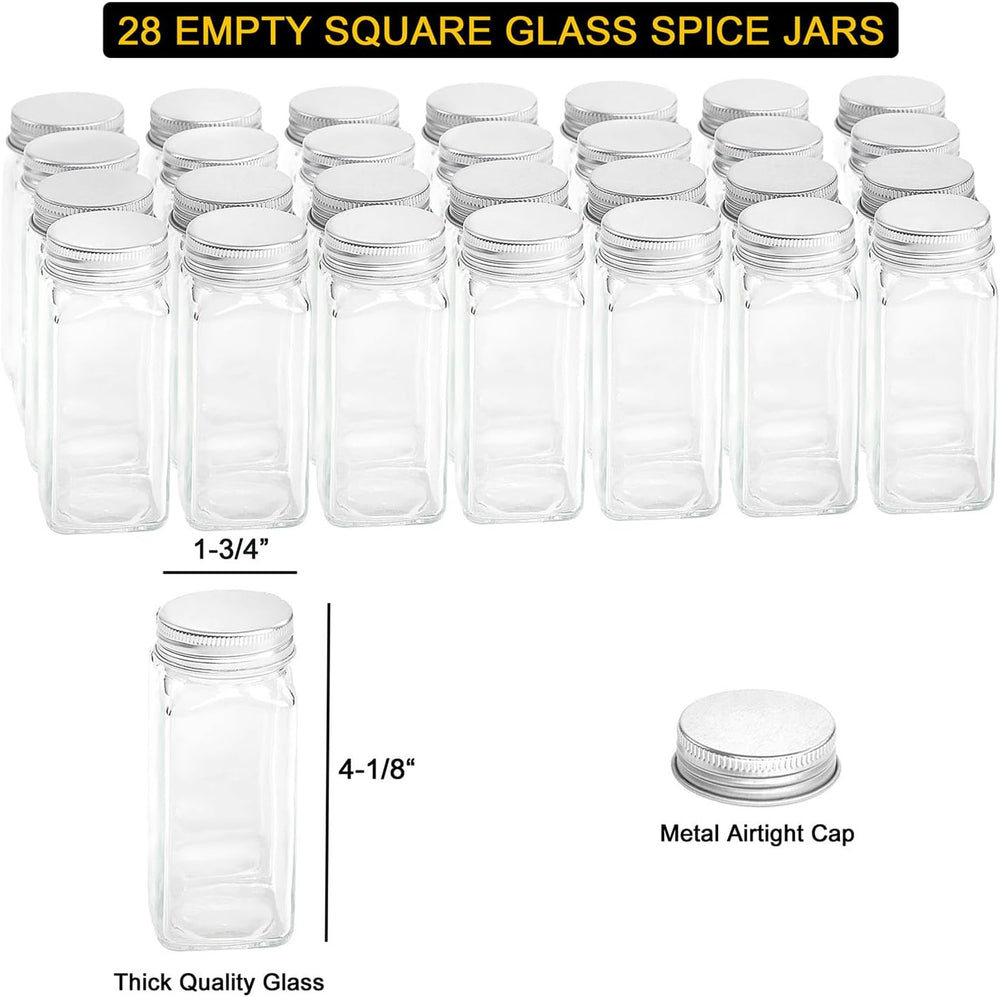 SpaceAid Spice Rack Organizer with 28 Spice Jars, 386 Spice Labels, Chalk Mar...